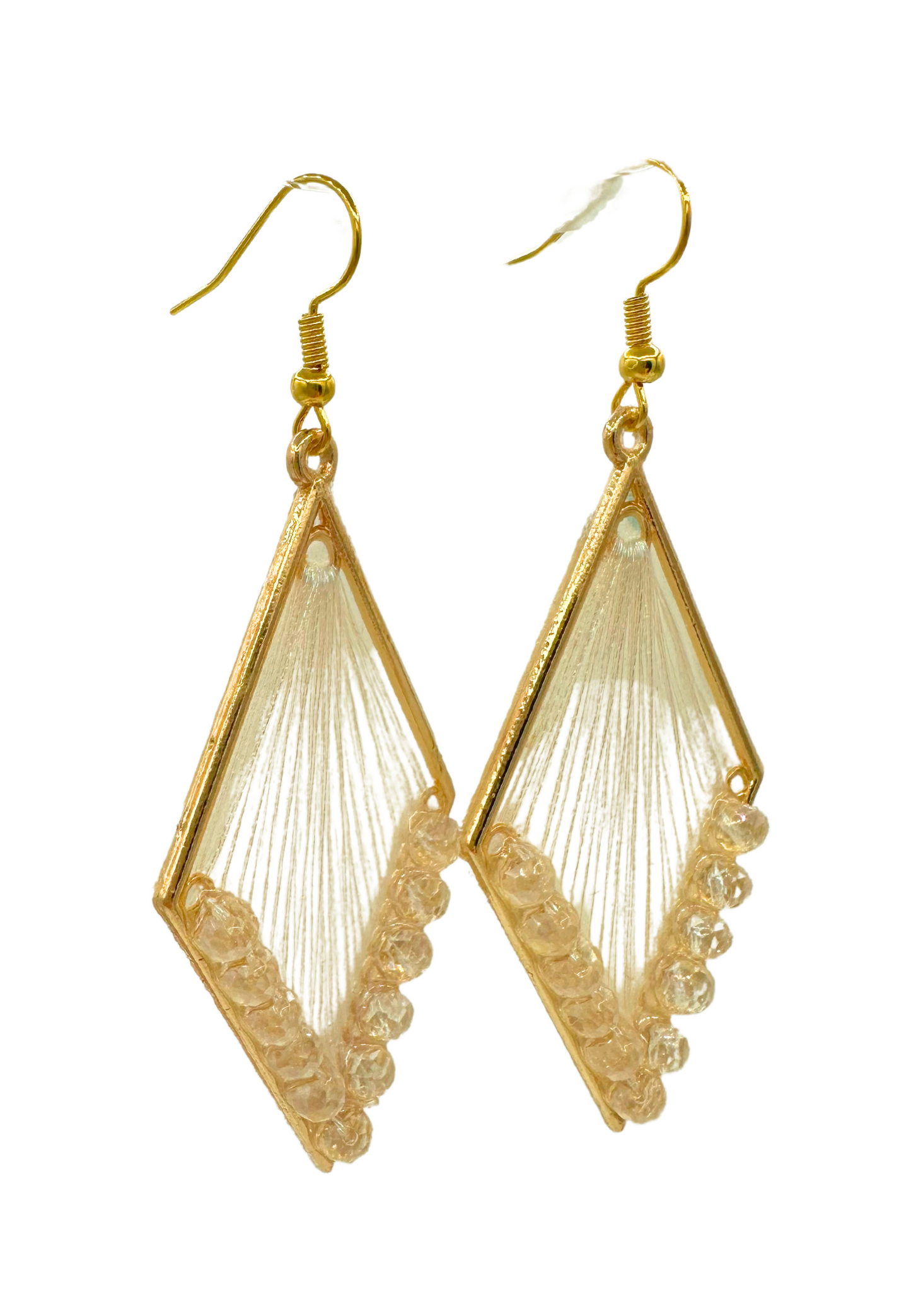 Oorbellen hangers met blinkende kraaltjes - wit