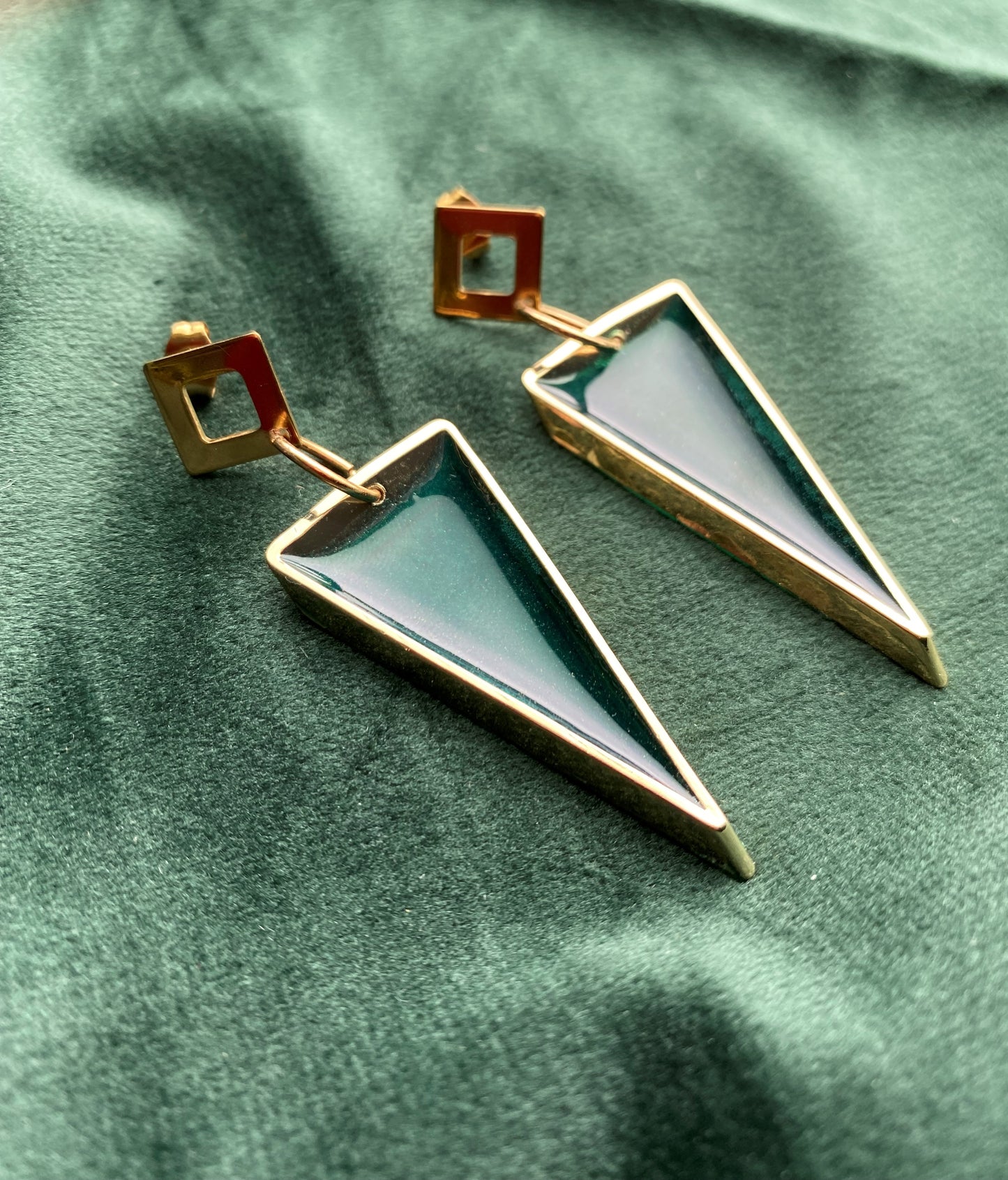 Geometrische statement oorbellen, groen