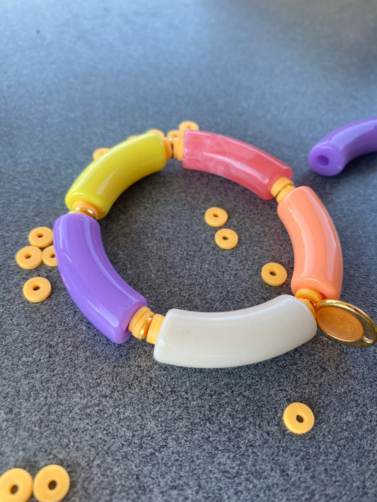 Kleurrijke tube armbanden - Roze mix