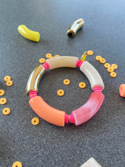 Kleurrijke tube armbanden - Roze