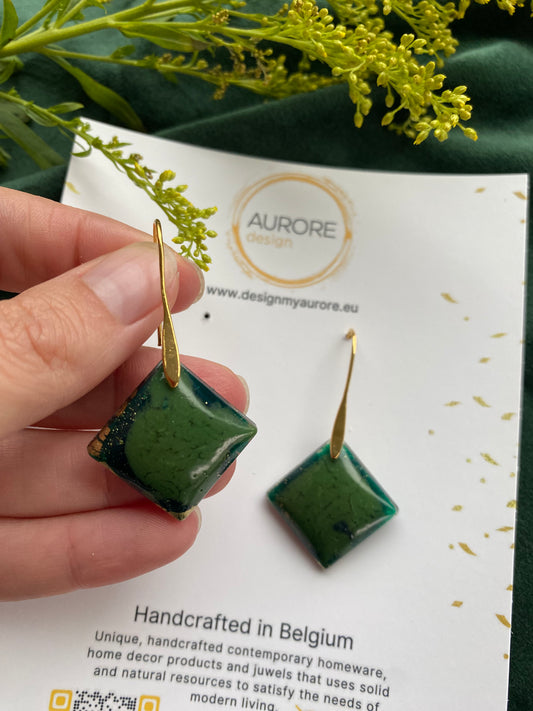 Oorbellen met vierkante hanger