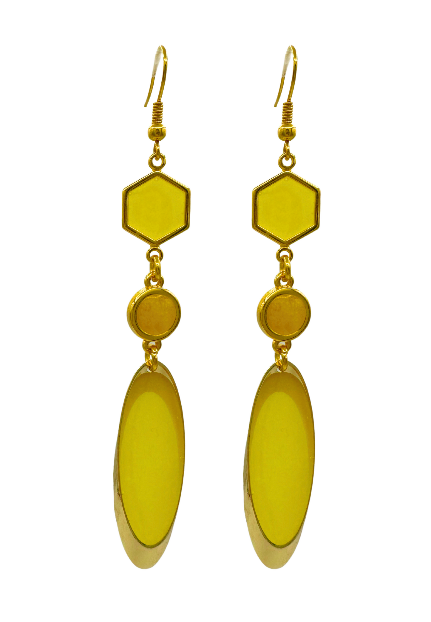 Lange meerkleurige oorhangers, geel