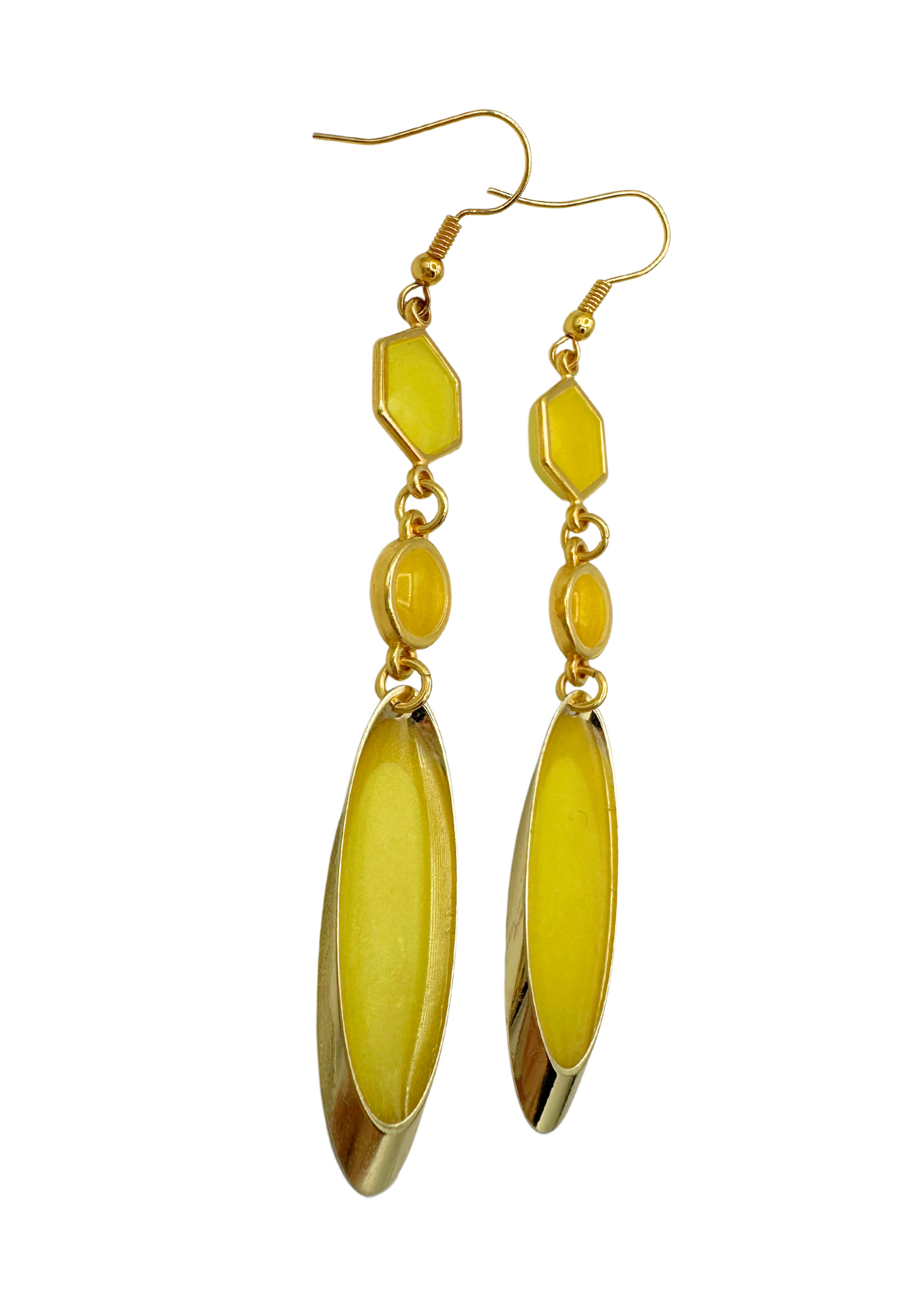 Lange meerkleurige oorhangers, geel