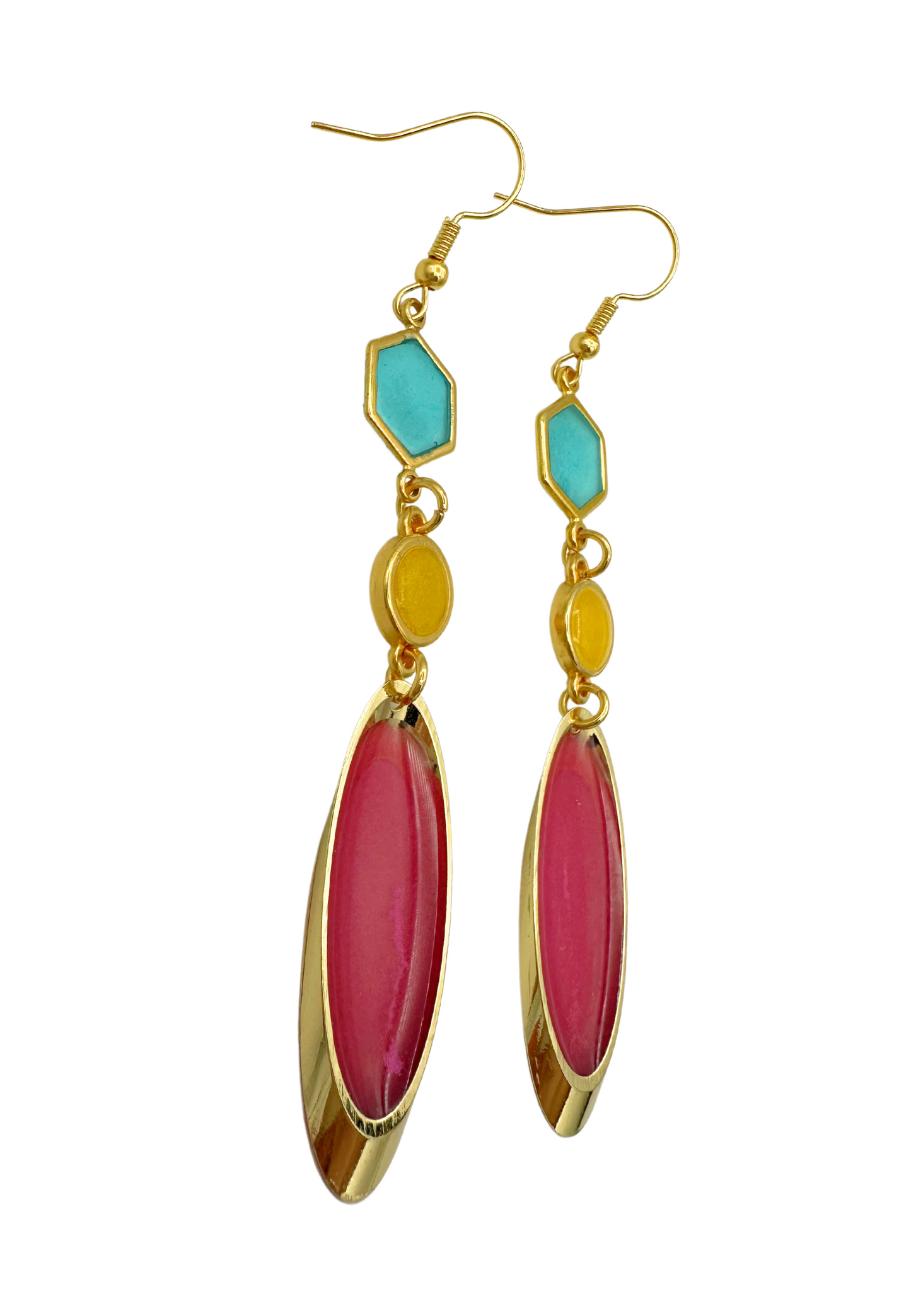 Lange meerkleurige oorhangers, meerkleurig