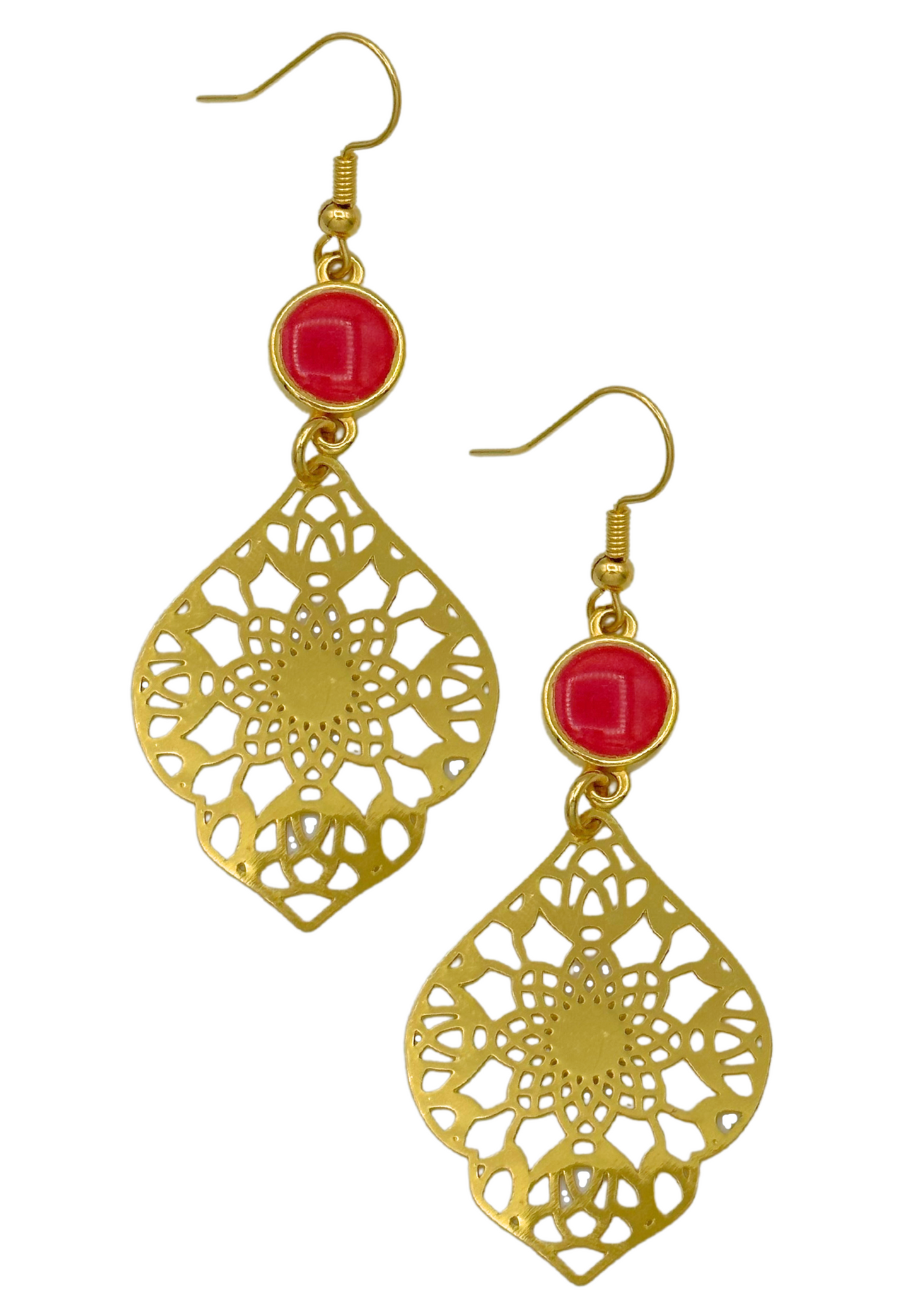 Druppelvormige Bohemian dames oorbellen roze