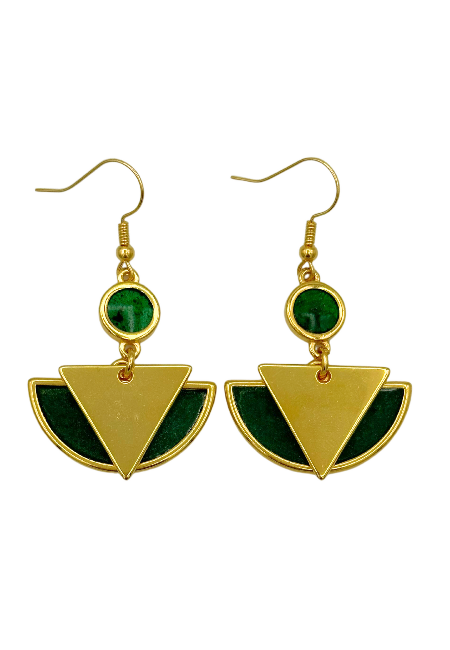 Art deco oorhangers - Arty Groen