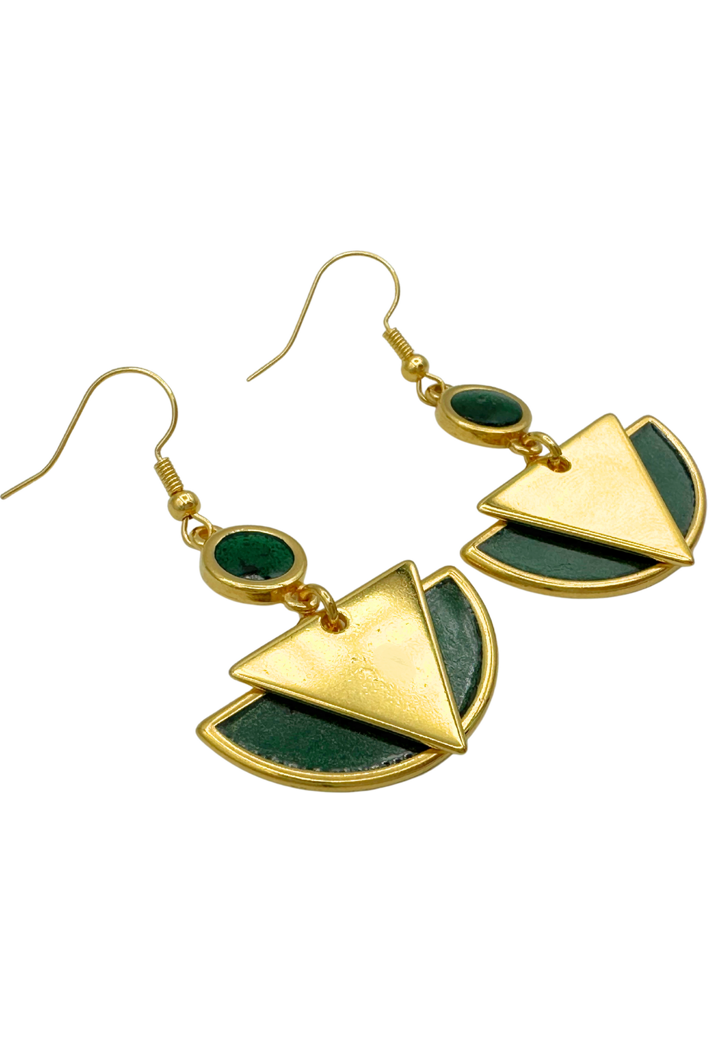 Art deco oorhangers - Arty Groen