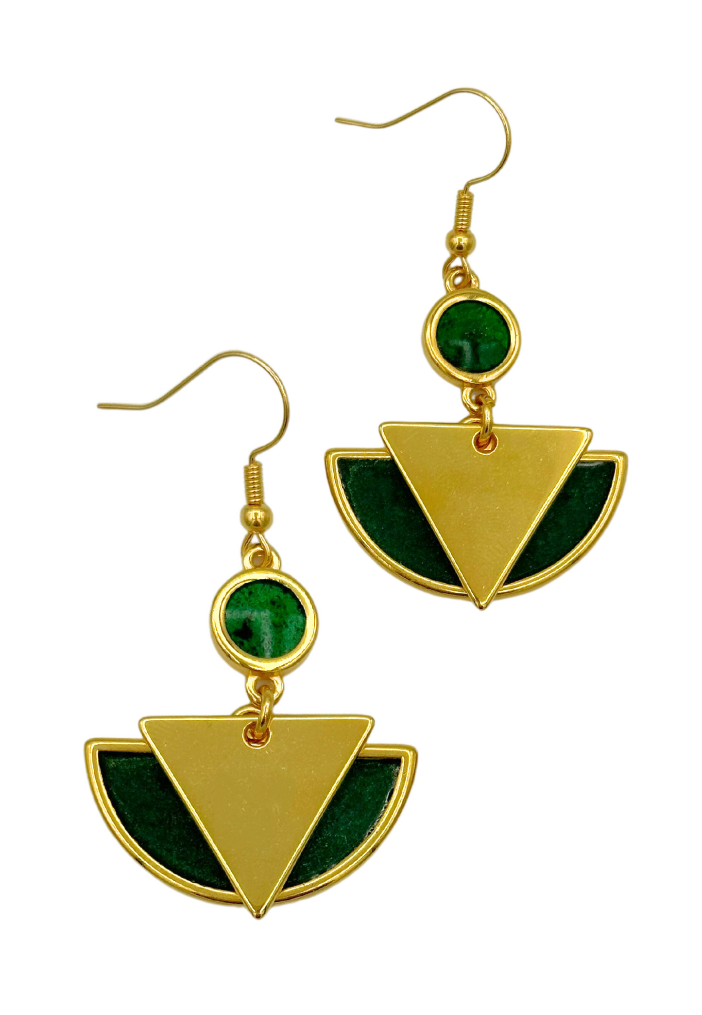 Art deco oorhangers - Arty Groen