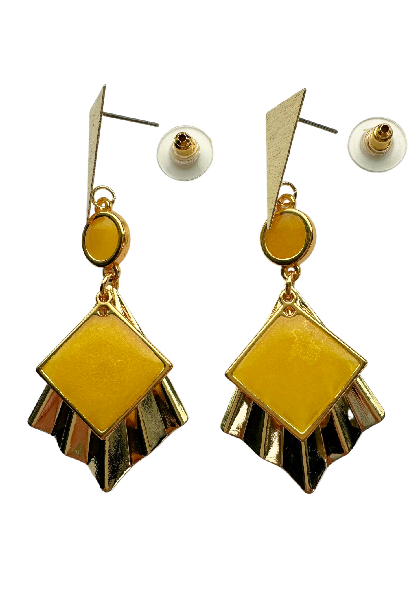 Art Nouveau geïnspireerde statement oorbellen, Geel