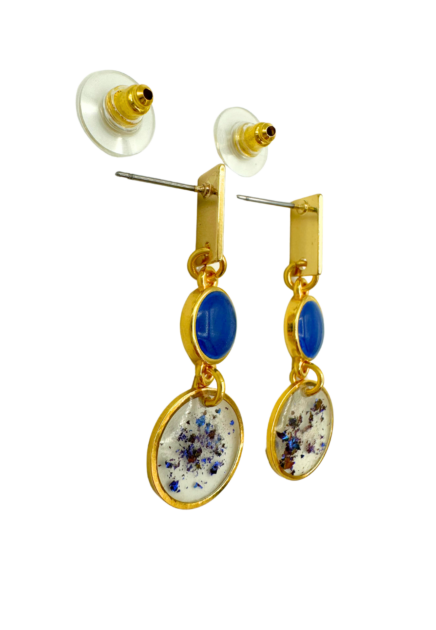 Sierlijke oorhangers met ronde elementen, blauw