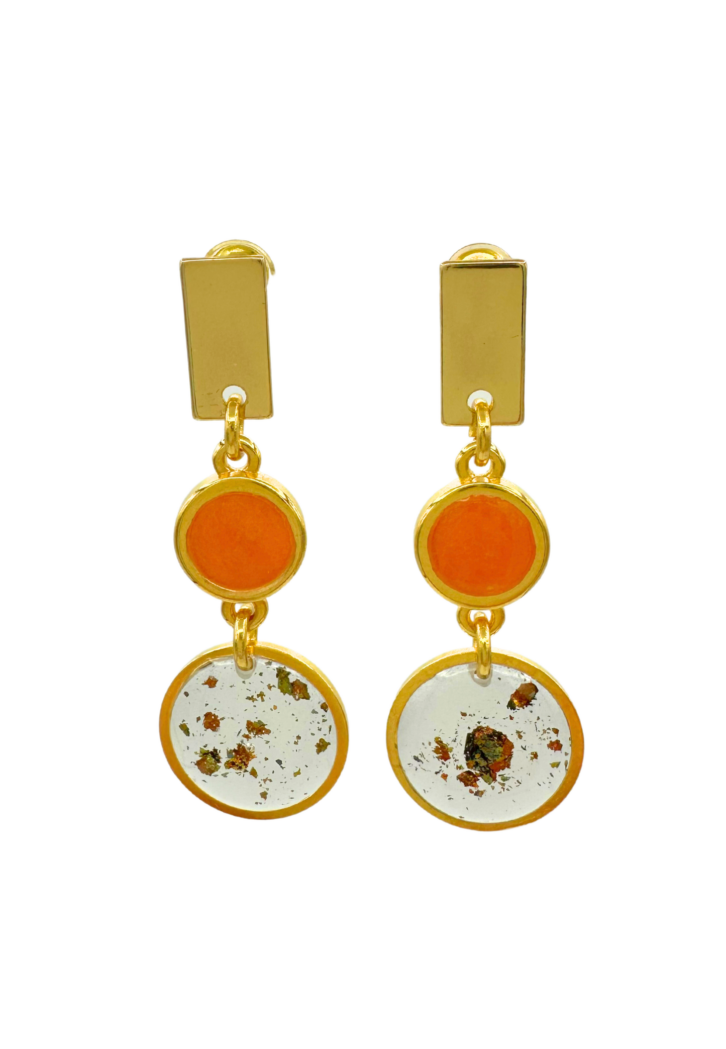 Sierlijke oorhangers met ronde elementen, oranje