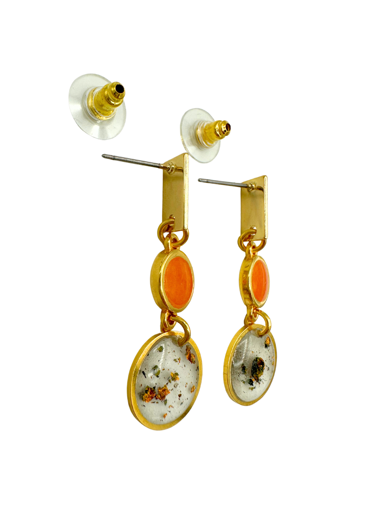 Sierlijke oorhangers met ronde elementen, oranje