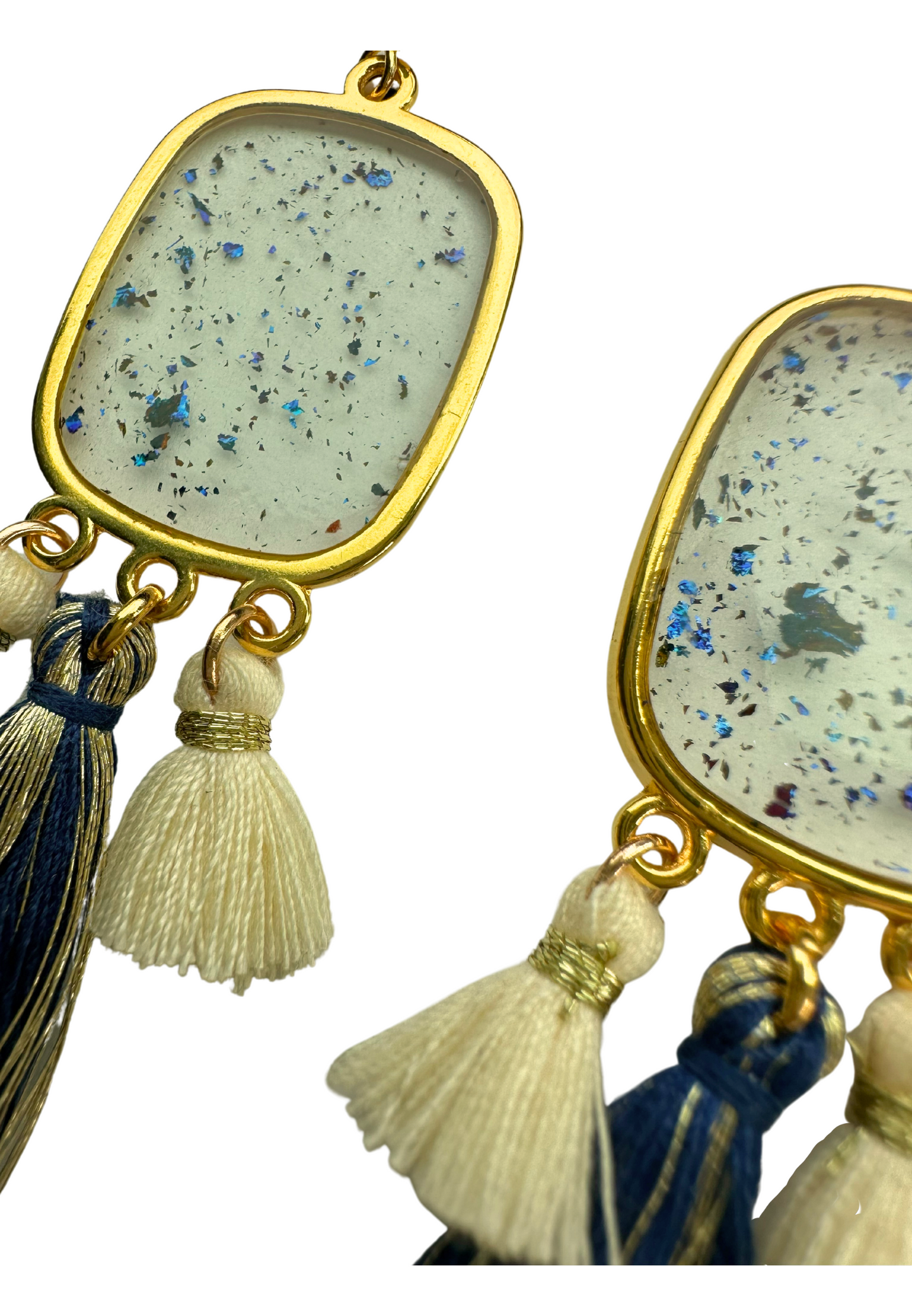 haakoorbellen met kwastjes, blauw