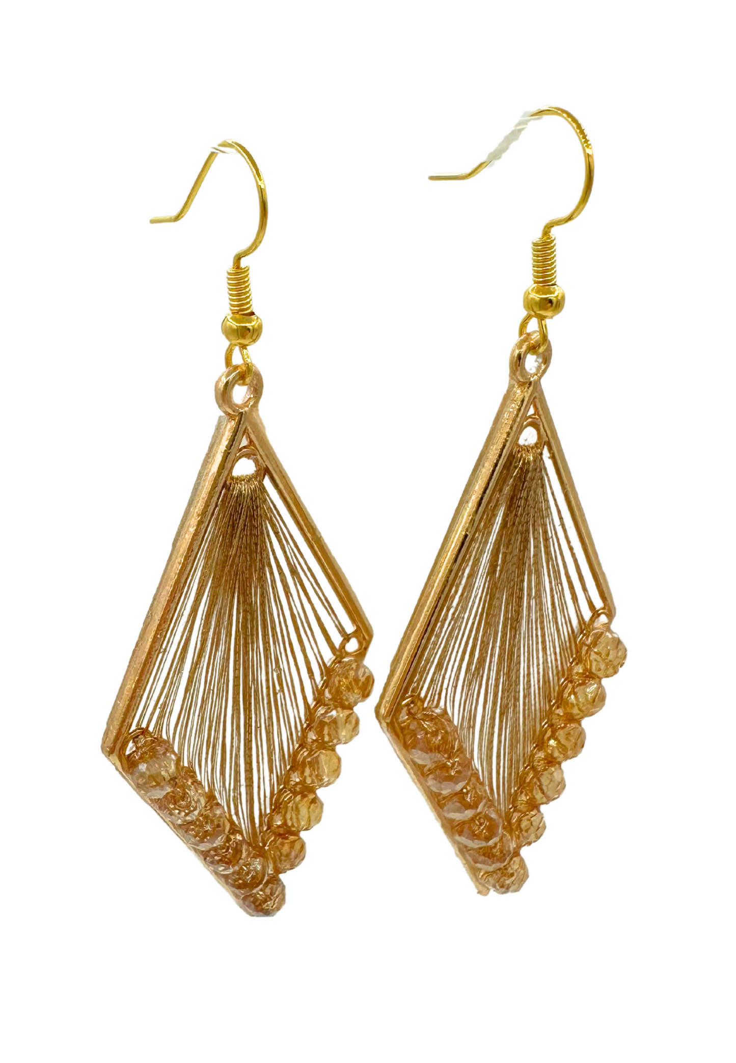 Oorbellen hangers met blinkende kraaltjes - goud