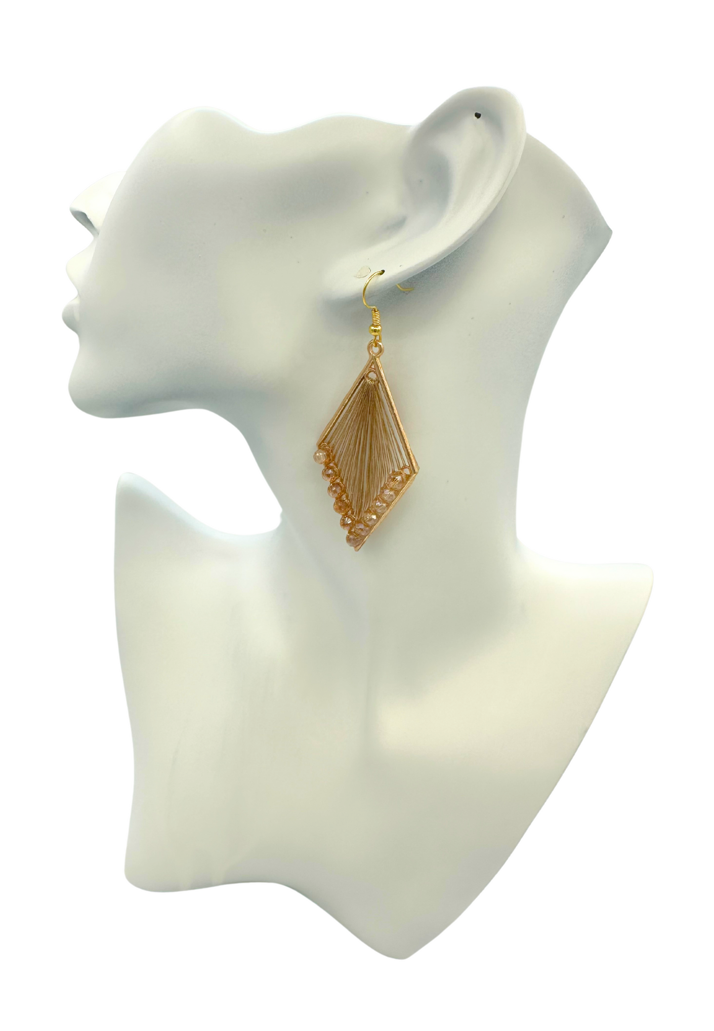 Oorbellen hangers met blinkende kraaltjes - goud