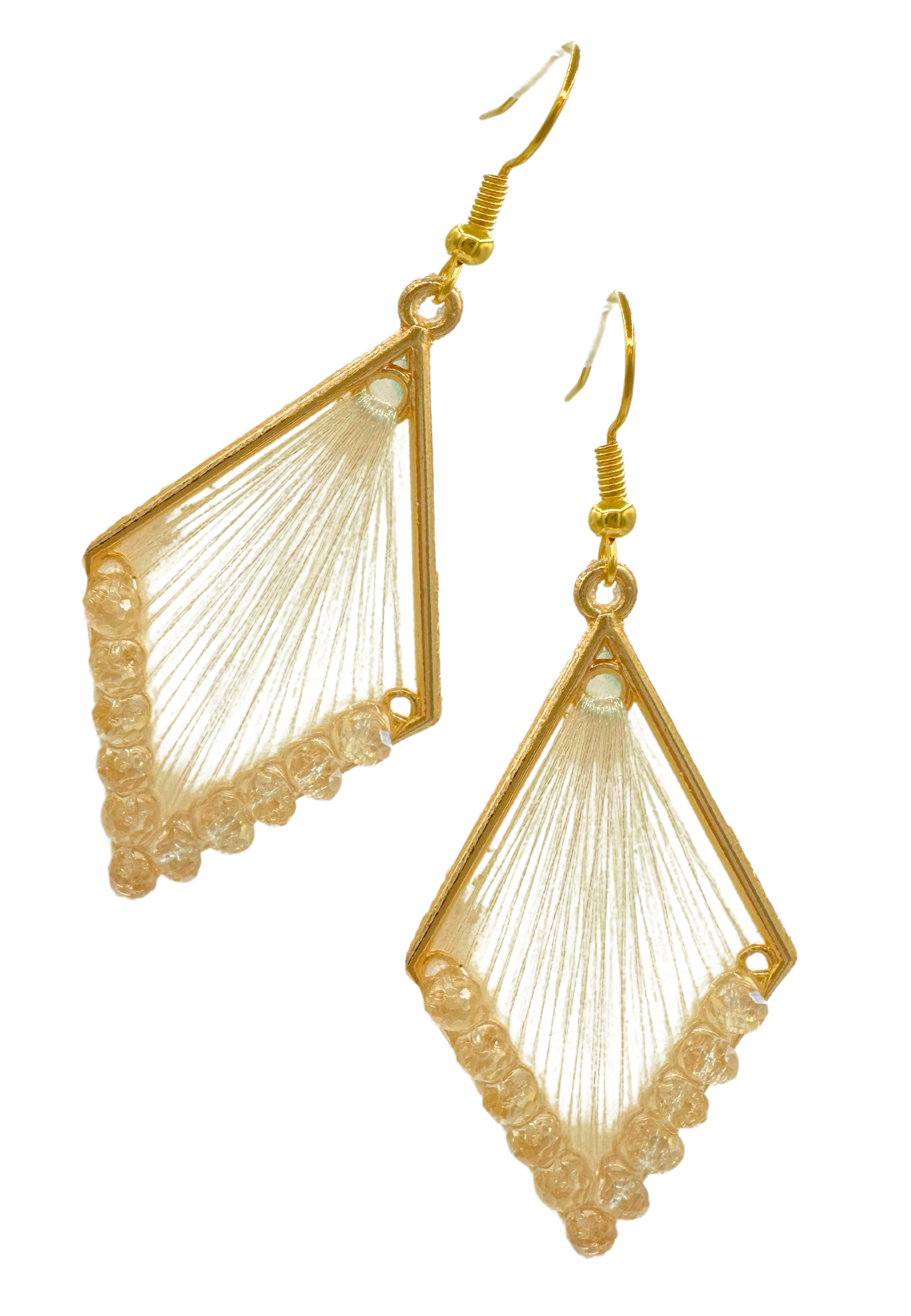 Oorbellen hangers met blinkende kraaltjes - wit