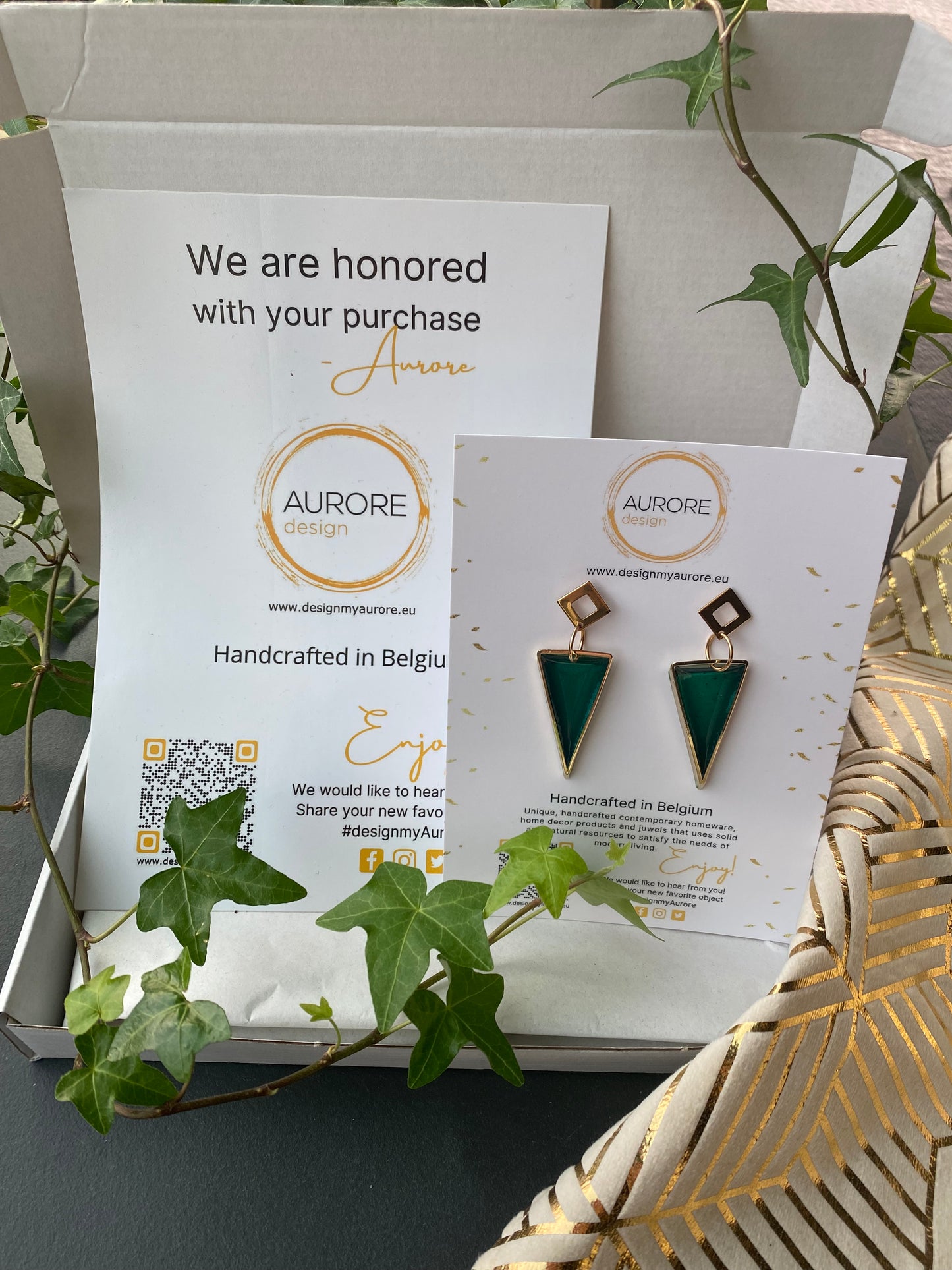 Geometrische statement oorbellen, groen