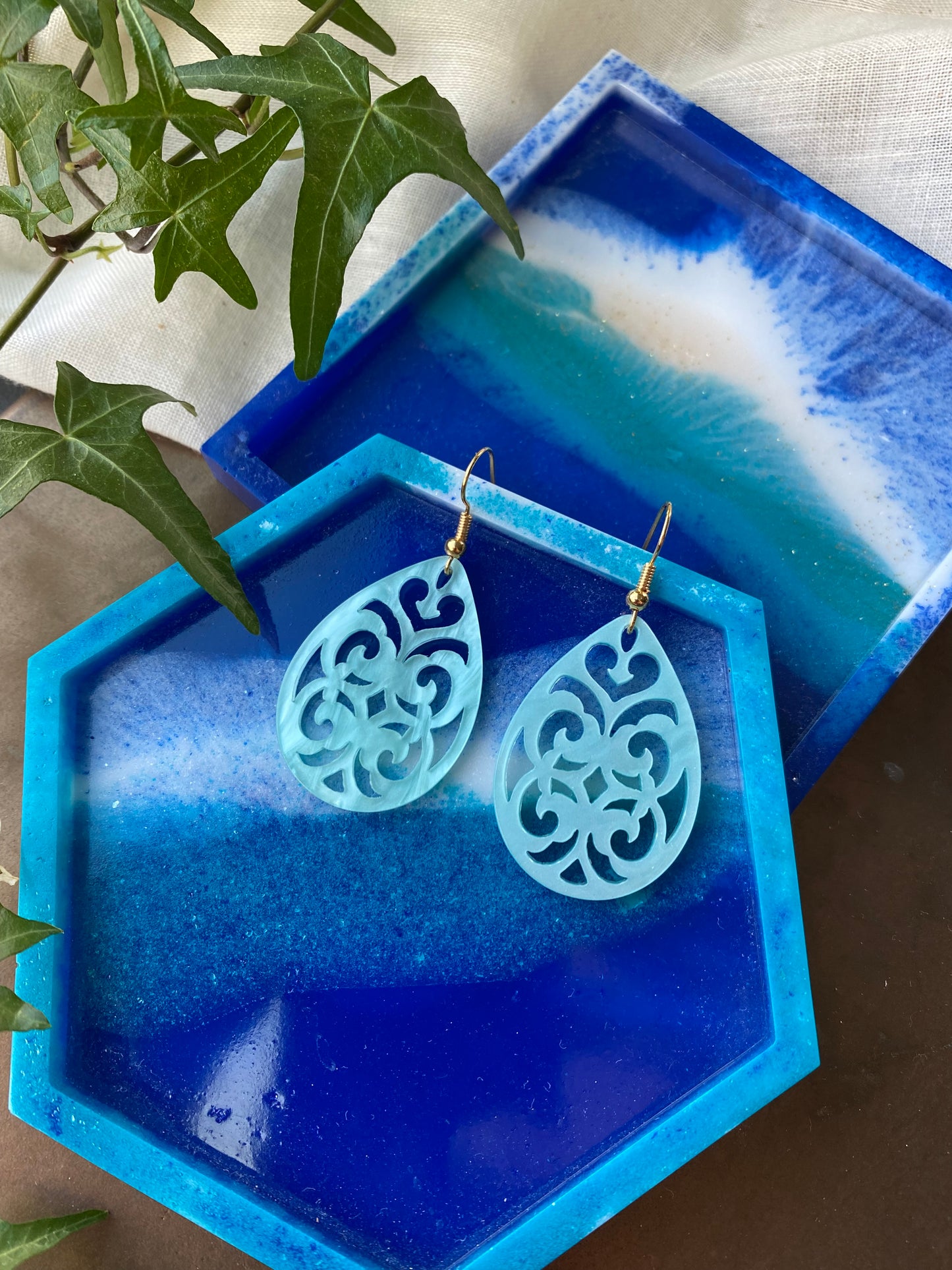 Lichtgewicht druppel oorbellen, blauw