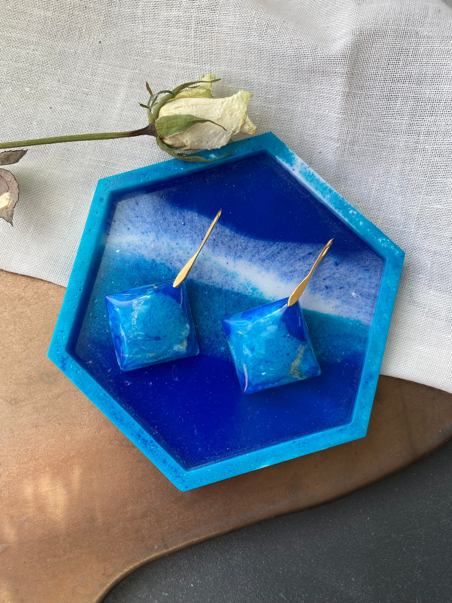 Oorbellen met vierkante hanger