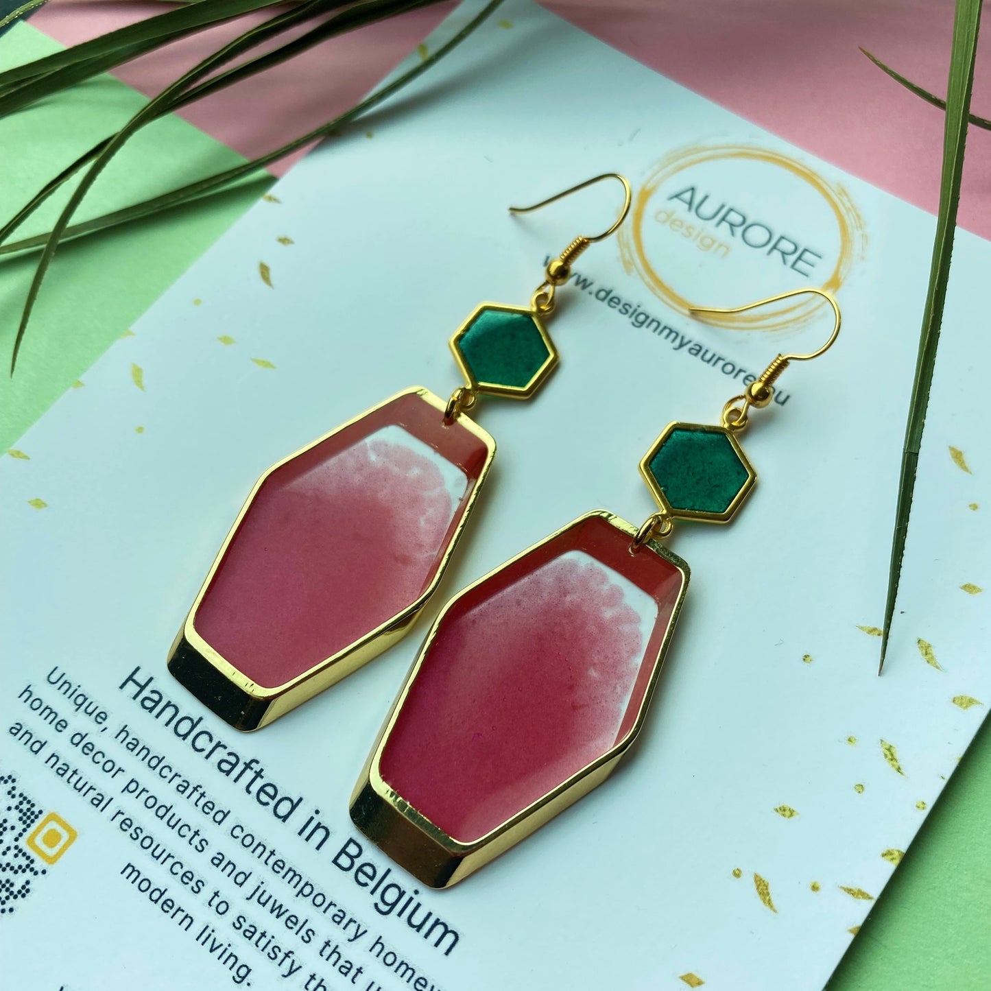 Kleurrijke statement oorbellen, roze