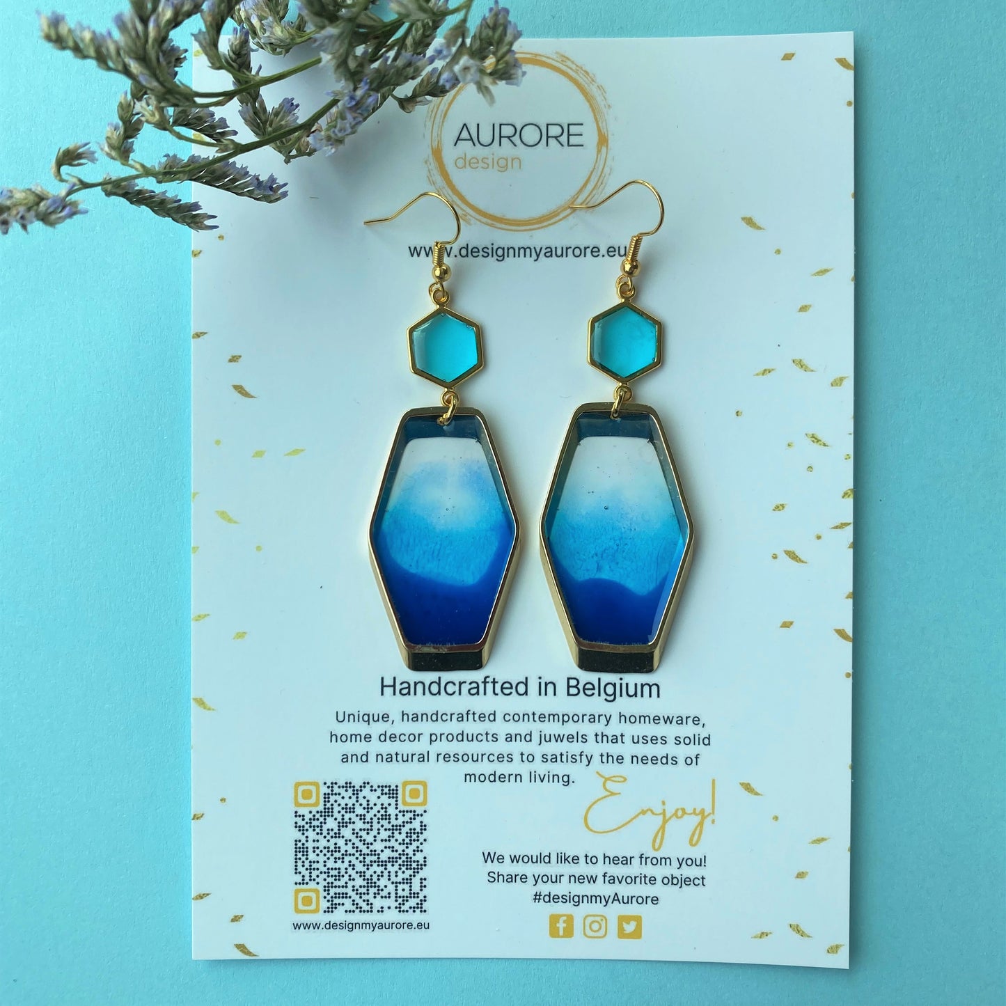 Kleurrijke statement oorbellen, blauw