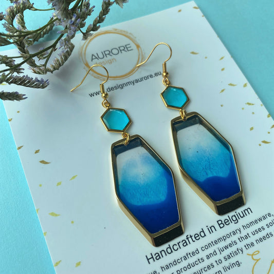 Kleurrijke statement oorbellen, blauw