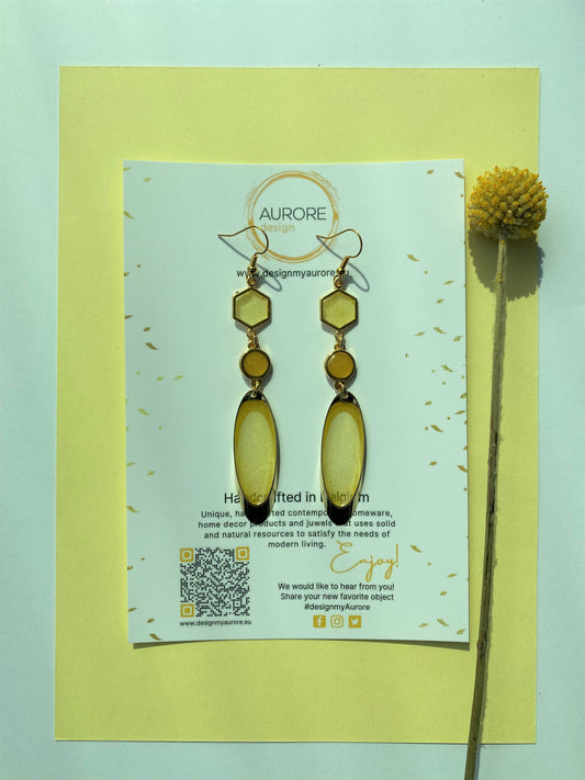 Lange meerkleurige oorhangers, geel