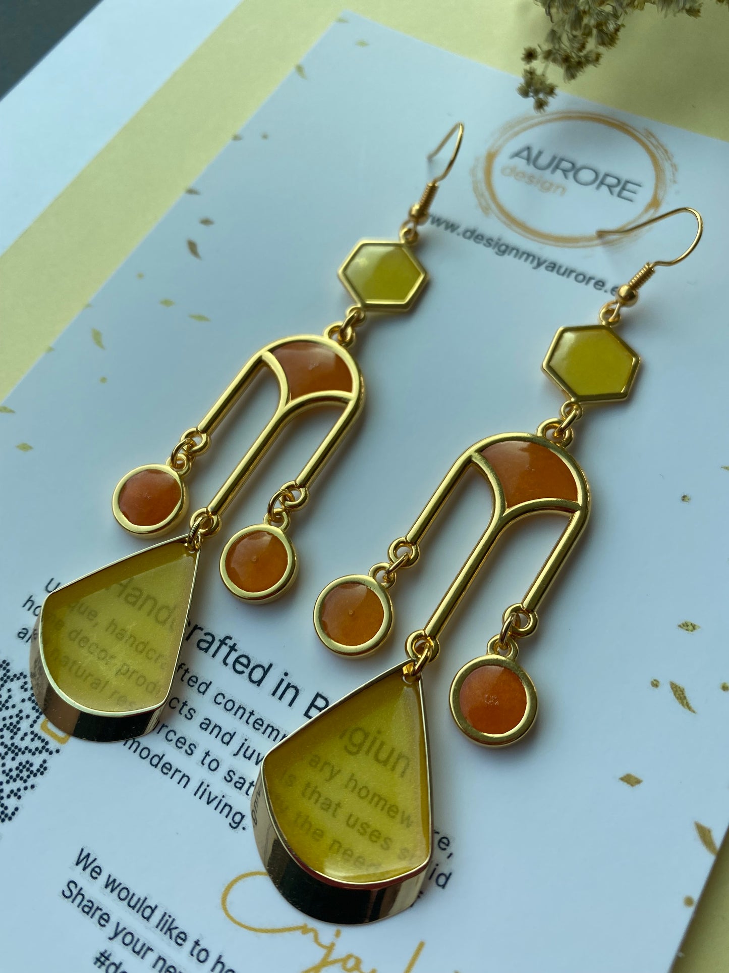 Elegante boho oorsieraden, oranje