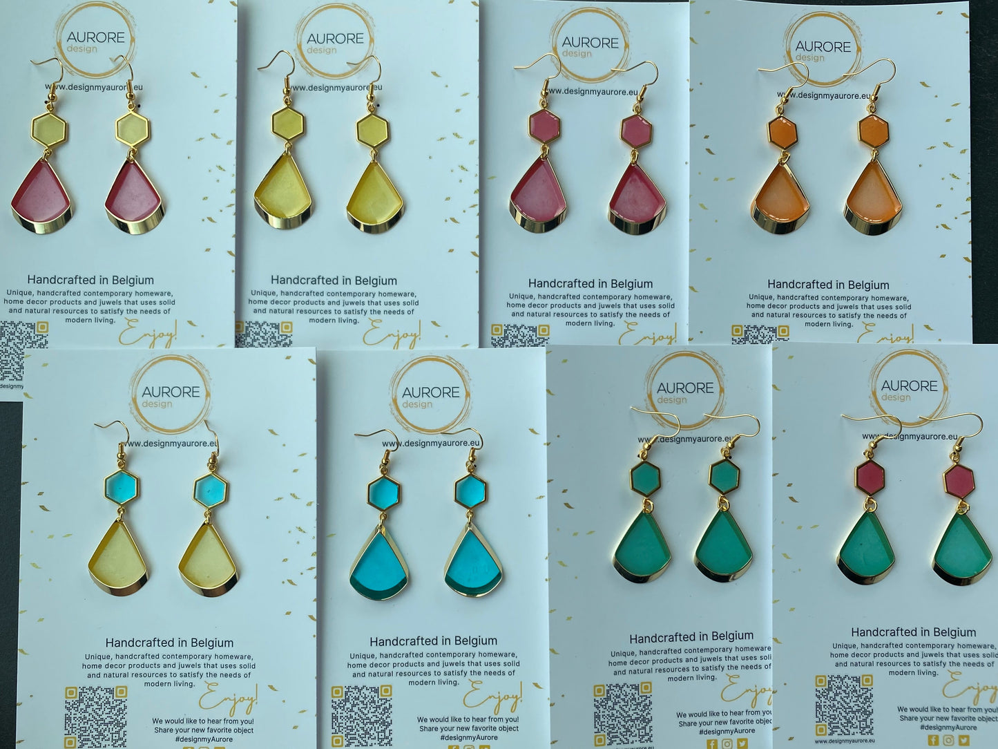 Tijdloos zomerse oorhangers, geel/roze