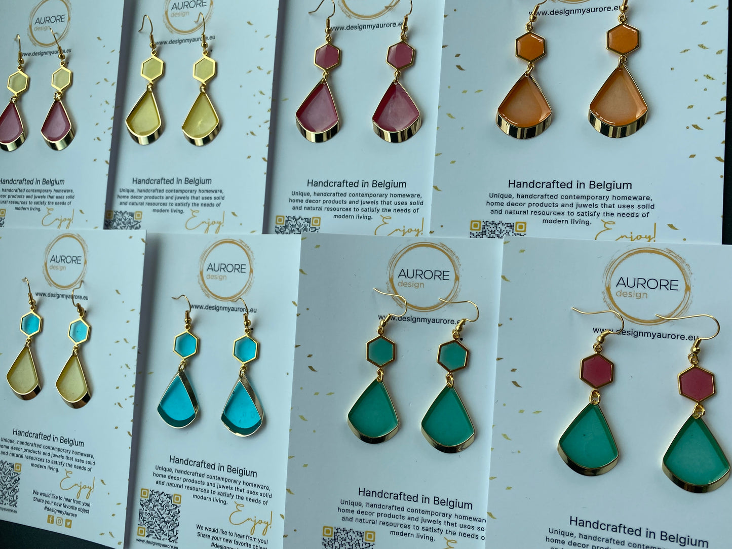 Tijdloos zomerse oorhangers, geel/blauw