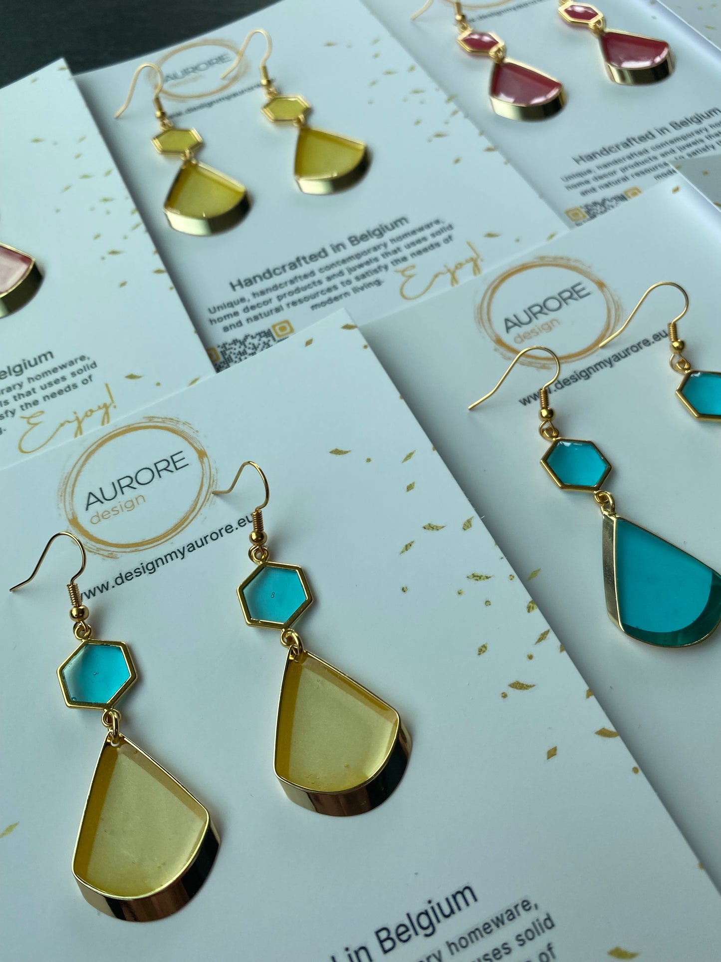 Tijdloos zomerse oorhangers, geel/blauw