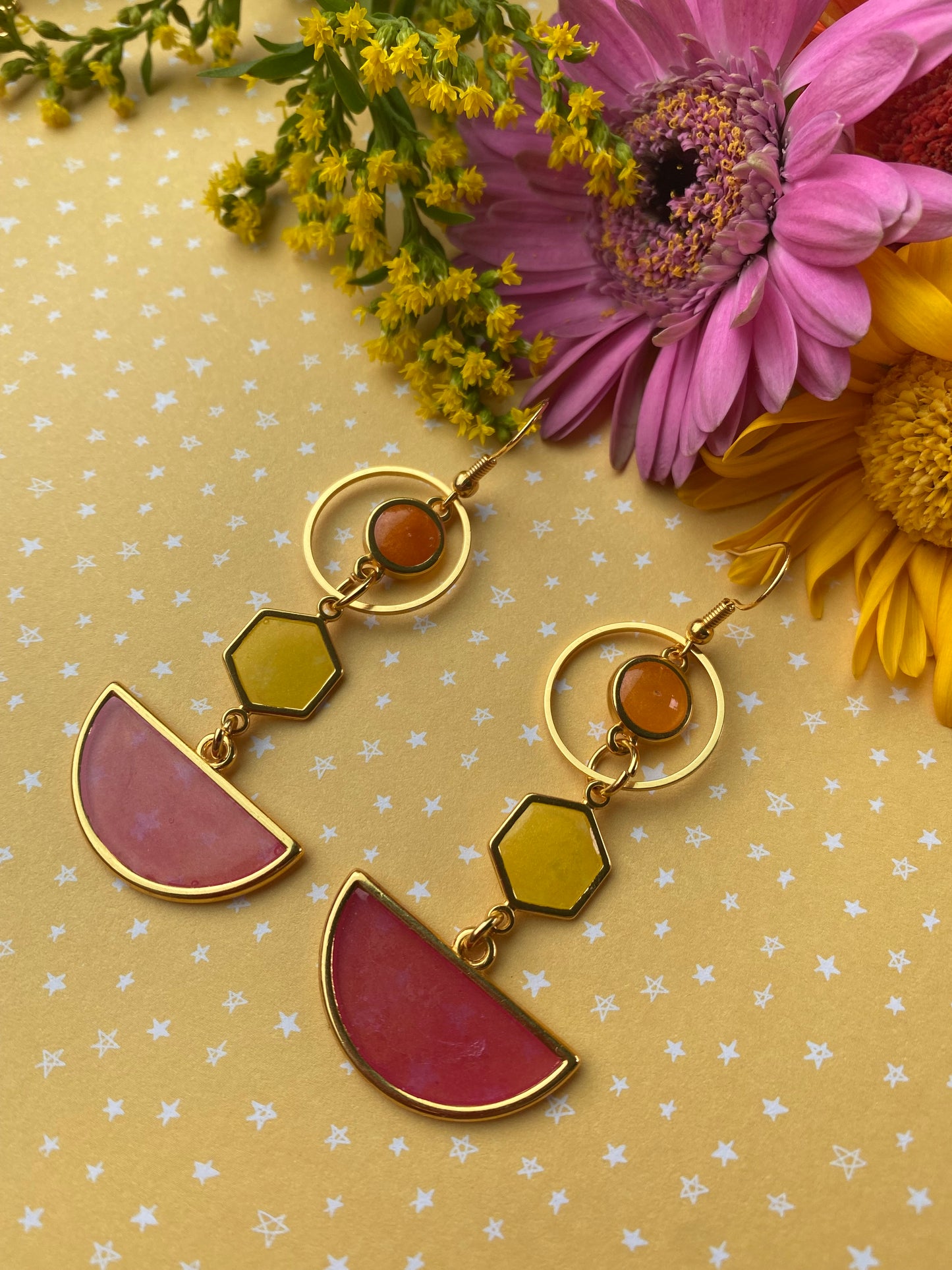 Kleurrijke unieke oorhangers, meerkleurig