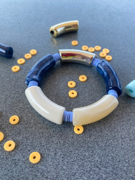 Kleurrijke tube armbanden - Blauw