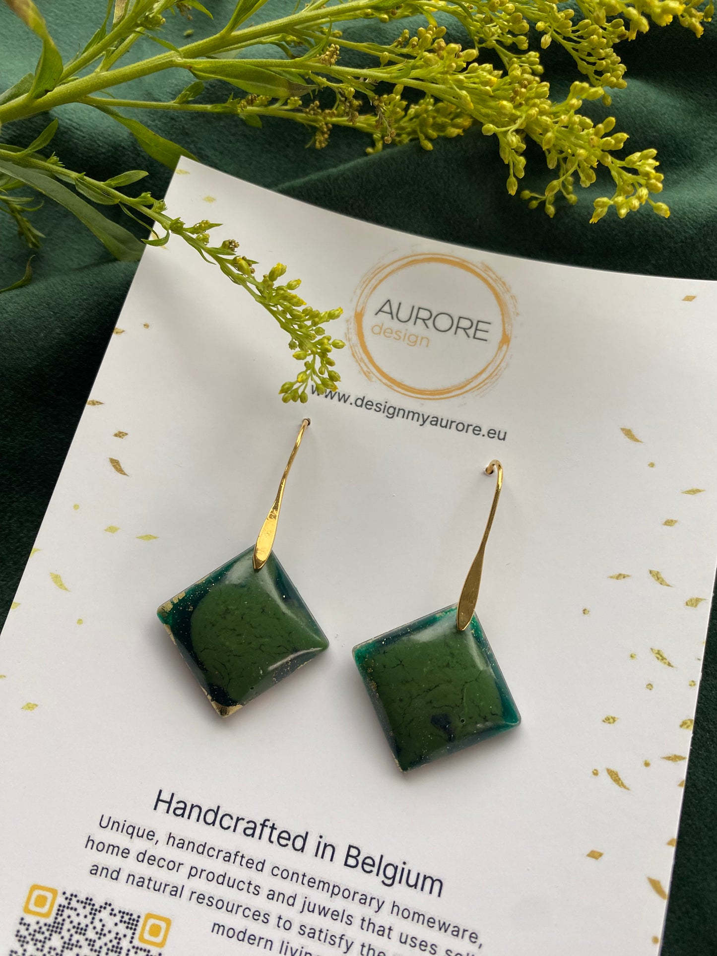 Oorbellen met vierkante hanger