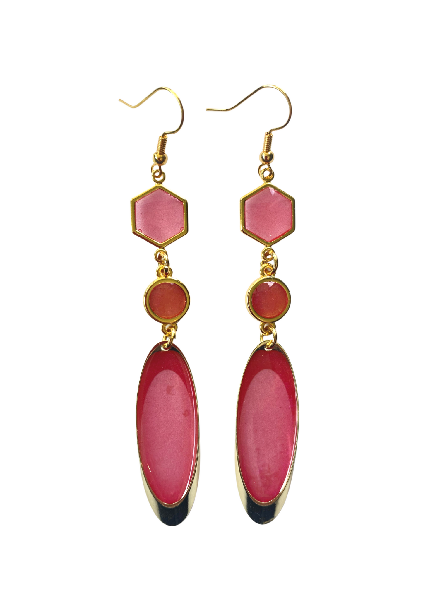 Lange meerkleurige oorhangers, roze