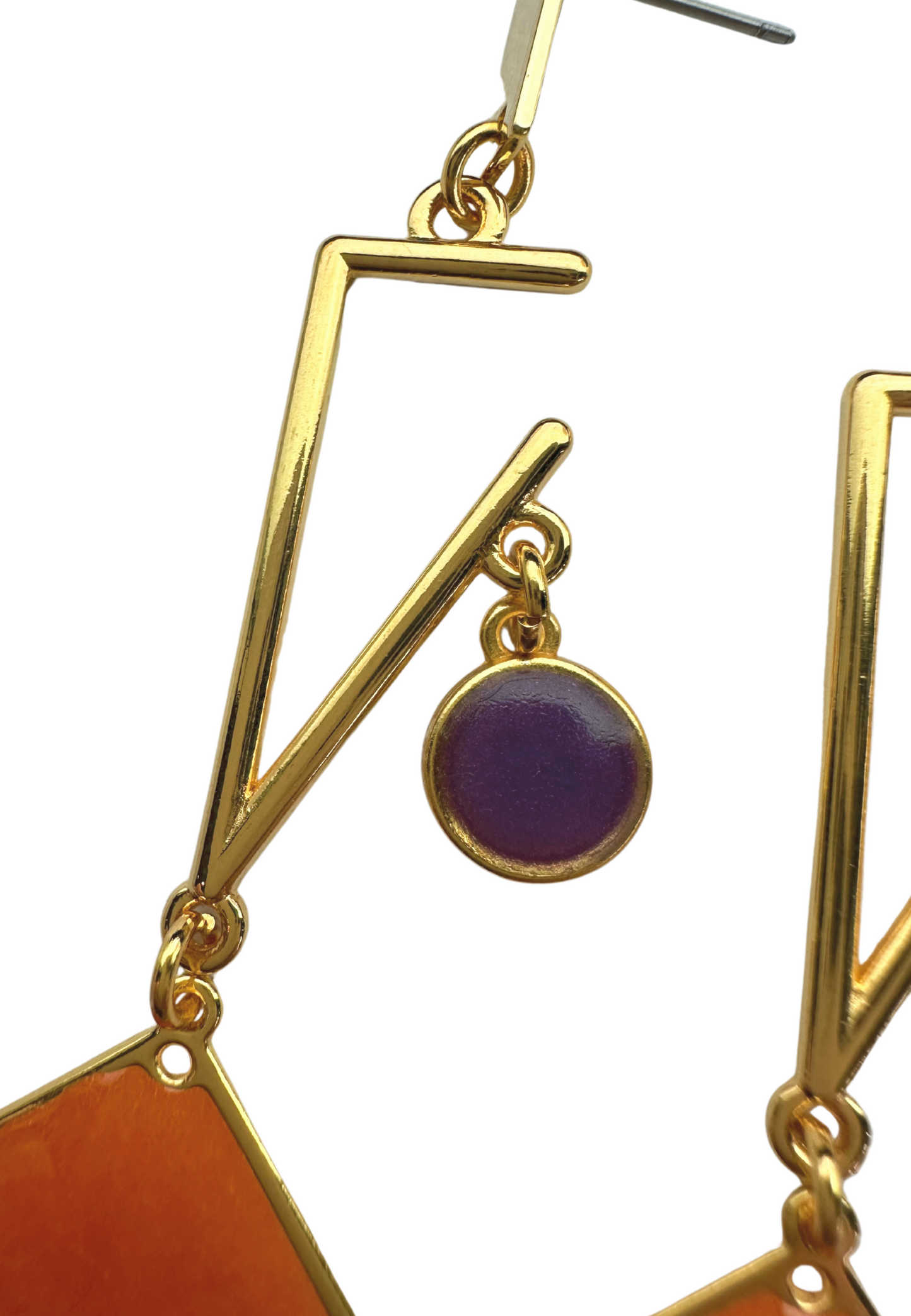 Geometrische oorbellen met meerkleurige stenen - Oranje