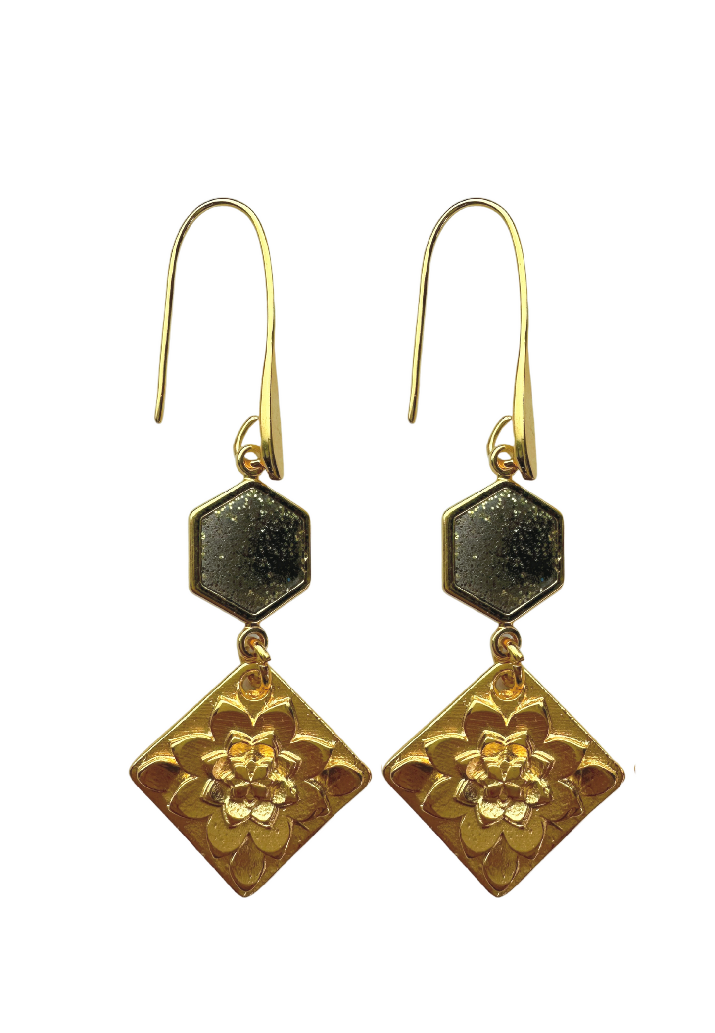 Florale gouden oorhangers