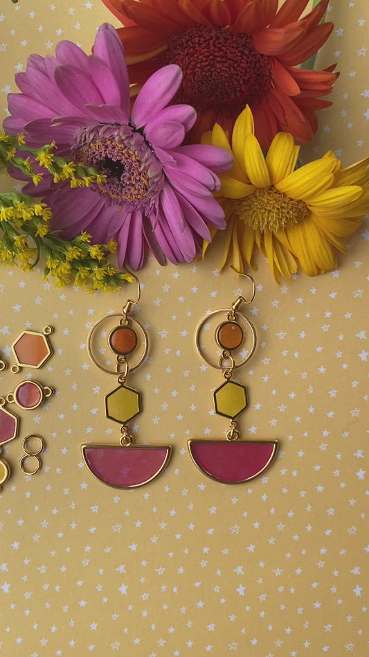 Kleurrijke unieke oorhangers, meerkleurig